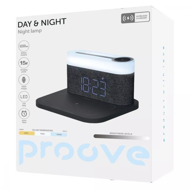 Настольная лампа-ночник беспроводной зарядкой Proove Day & Night (Dark Grey) PLDN05002005