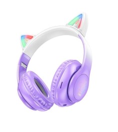 Беспроводные накладные наушники-гарнитура Hoco W42 Cat Ear (Фиолетовый)