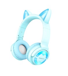 Наушники-гарнитура Borofone BO15 Cat Ear Bluetooth (Голубой)