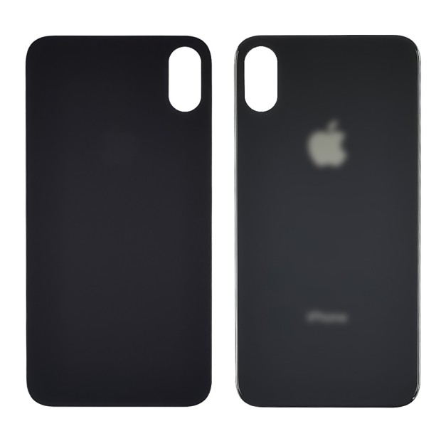 Заднее стекло корпуса для Apple iPhone X Space Gray (серое) (Big hole)