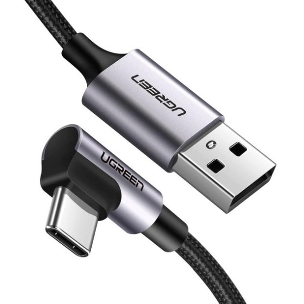 USB-кабель UGREEN US284 Angled 3A (1m) (Type-C) (Чёрный)
