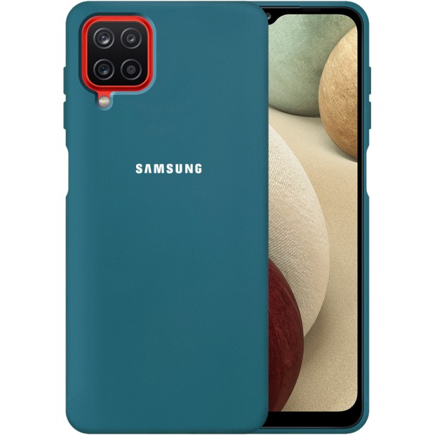 Силикон Original 360 Case Logo Samsung Galaxy A12 (2020) (Тёмно-синий)