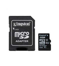 Карта памяти Kingston MicroSDHC 16Gb Class 10 + SD Adapter