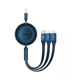 USB-кабель Baseus Bright Mirror 2 66W (1.1m) (MicroUSB+Lightning+Type-C) (Синий)..