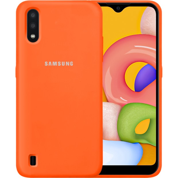 Силикон Original 360 Case Logo Samsung Galaxy A01 (2020) (Оранжевый)