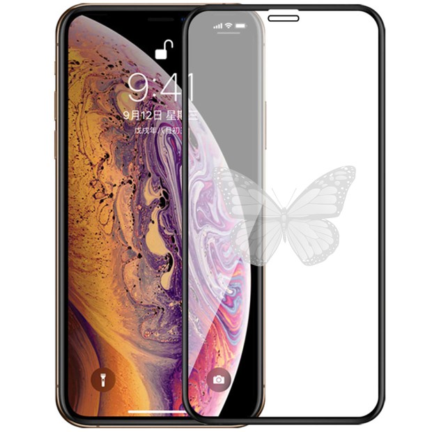 Стекло 5D Picture Apple iPhone X / XS / 11 Pro Black (Butterfly)