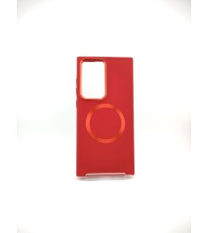 Накладка Metal Camera with MagSafe Samsung Galaxy S23 Ultra (Тёмно-красный)