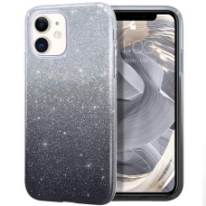 Силиконовый чехол Glitter Apple iPhone 11 (Чёрно-серебряный)