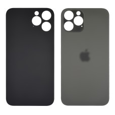 Заднее стекло корпуса для Apple iPhone 12 Pro Max Graphite (тёмно-серое) (Big hole) Original