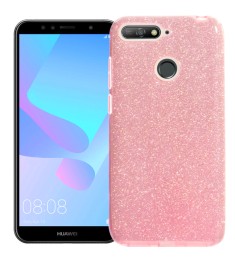 Силиконовый чехол Glitter Huawei Y6 (2018) / Y6 Prime 2018 / Honor 7a Pro (Розов..