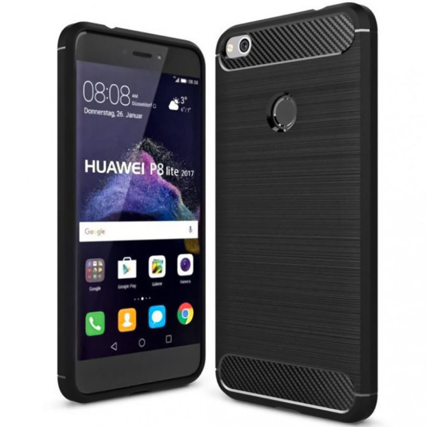 Силикон Polished Carbon Huawei P8 Lite (2017) (Чёрный)