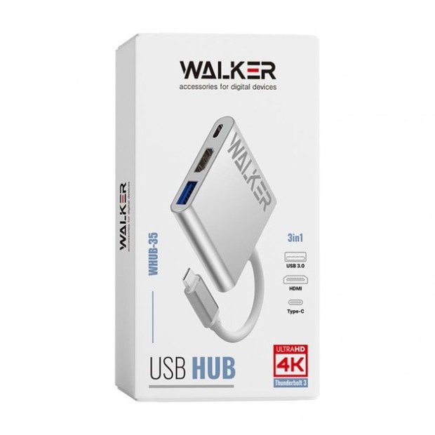 Переходник USB HUB Walker WHUB-35 (Type-C to 1USB / 1HDMI / 1Type-C)