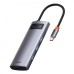 Переходник USB HUB Baseus Metal Gleam (3USB3.0+4KHD+Type-C+Type-C) (Серый) WKWG020013