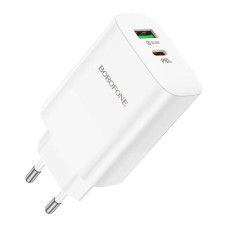 СЗУ-адаптер USB Borofone BN10 PD 65W 1USB / 1Type-C (Белый)