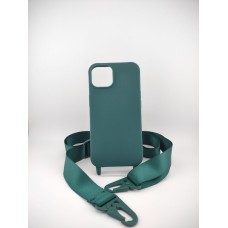 Чехол Silicone Case Shoulder Strap Apple iPhone 13 (Bottle Green)