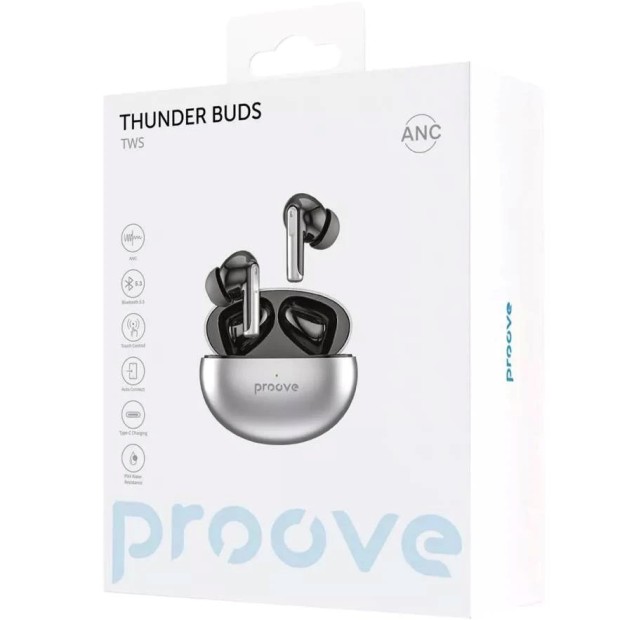 Беспроводные наушники-гарнитура вакуумные Proove Thunder Buds ANC (Grey)