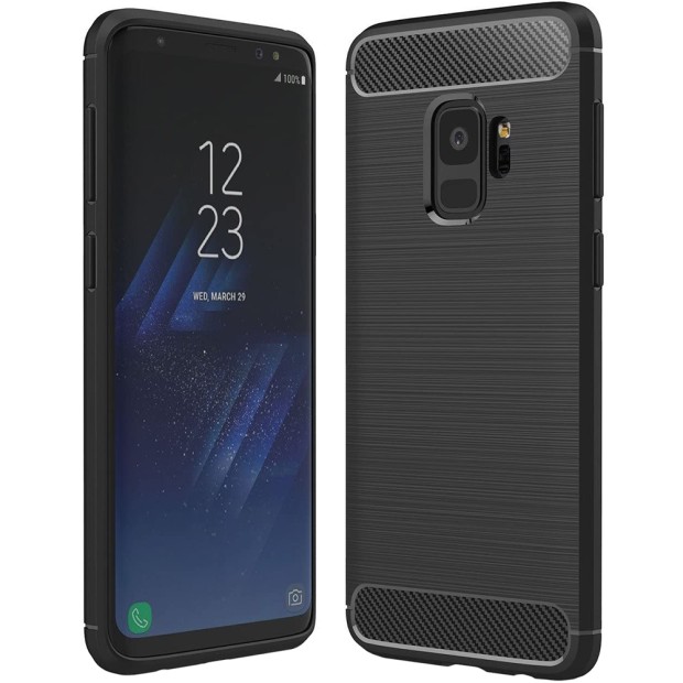 Силиконовый чехол Polished Carbon Samsung Galaxy S9 (Чёрный)
