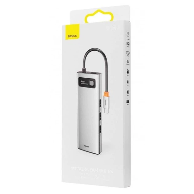 Перехідник USB HUB Baseus Metal Gleam Series 9-in-1 (Type-C) (Сірий) CAHUB-CU0G