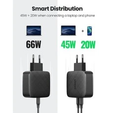 СЗП-адаптер UGREEN CD216 66W QC4.0 (2Type-C) (Чорний)