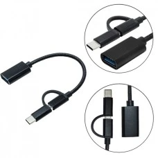 OTG-перехідник XoKo AC-150 (USB3.0 - Type-C  /  MicroUSB) (Чорний) AC-150-BK