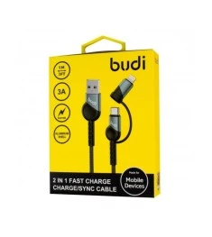 USB-кабель Budi DC231TL10B 2in1 3A (1m) (USB to Type-C/Lightning) (Чёрный) U