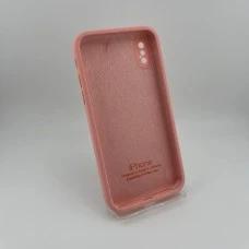 Силіконовий Оригінальний Квадратно-Круглий Чохол для Apple iPhone X  /  XS (36) Кенді Рожевий.