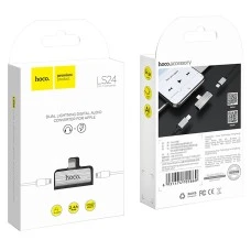 Переходник Hoco LS24 Lightning 2 в 1 (зарядка + наушники)