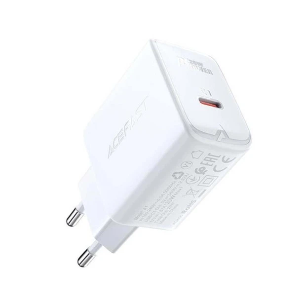 Білий адаптер Acefast A1 PD 20W 1Type-C