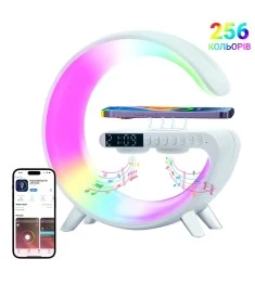 Настільна лампа з Bluetooth-колонкою та бездротовою зарядкою G11 (Біла) (Уцінка)..