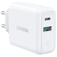 СЗУ-адаптер UGREEN CD170 38W QC3.0 (1USB/1Type-C) (White)
