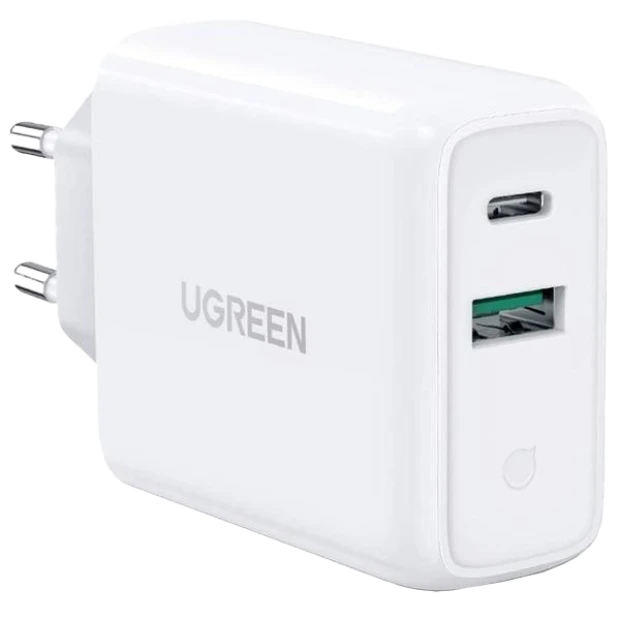 СЗУ-адаптер UGREEN CD170 38W QC3.0 (1USB / 1Type-C) (білий)