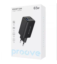 Адаптер зарядного пристрою Proove Pocket GaN 65W (2Type-C  /  1USB) (Чорний) WCP..