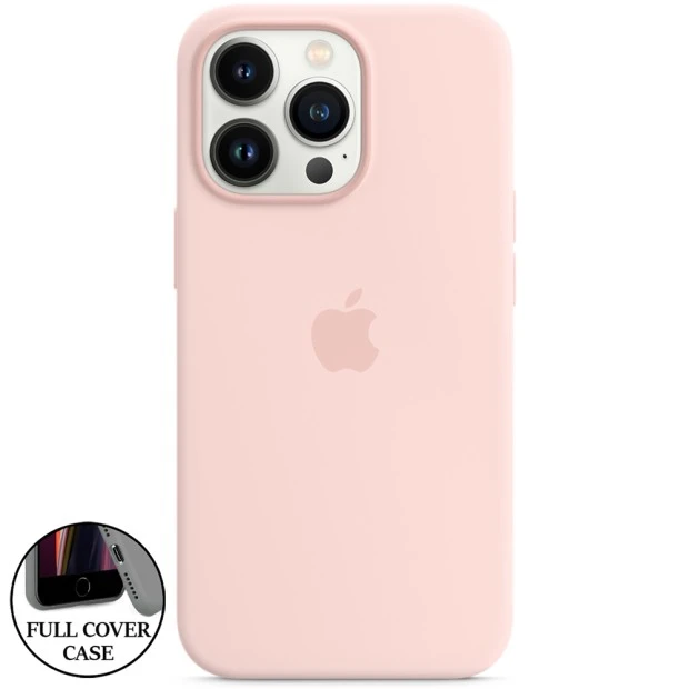 Силіконовий оригінальний круглий чохол для Apple iPhone 13  /  14 (76) крейдяно-рожевий
