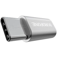 OTG-адаптер Borofone BV4 (MicroUSB - Type-C) (Стальний)