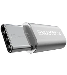 OTG-переходник Borofone BV4 (MicroUSB - Type-C) (Стальной)