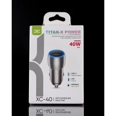 АЗП-адаптер DC XC-40 40W (2Type-C) (Темно-сірий) D