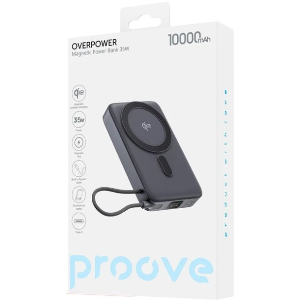 PowerBank Proove OverPower 35W Qi2 10000mAh (Сірий)
