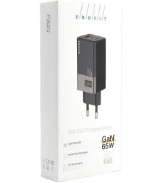 СЗУ-адаптер Profit GaN U65 65W (1USB / 2Type-C) (Чёрный) AT