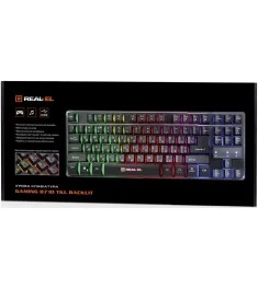 Клавіатура дротова Real-El Gaming 8710 TKL з підсвічуванням Ukr (Чорний)