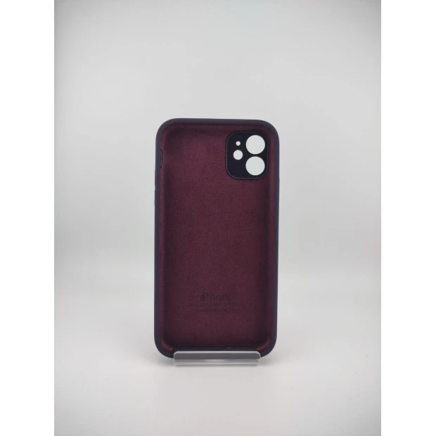 Оригінальний силіконовий квадратний чохол RoundCam для Apple iPhone 11 (72) баклажанового кольору