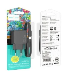 Зарядний пристрій Hoco CS17A 22.5W (1USB) + кабель Type-C (Чорний)