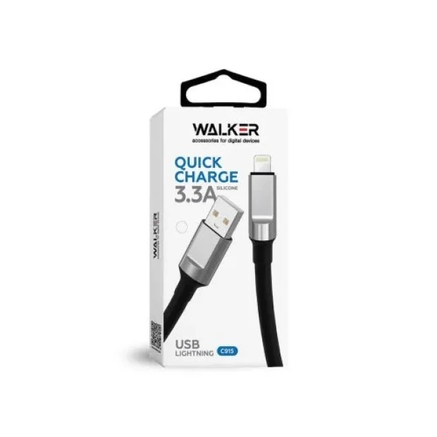USB-кабель Walker C915 (1m) (Lightning) (Чорний)