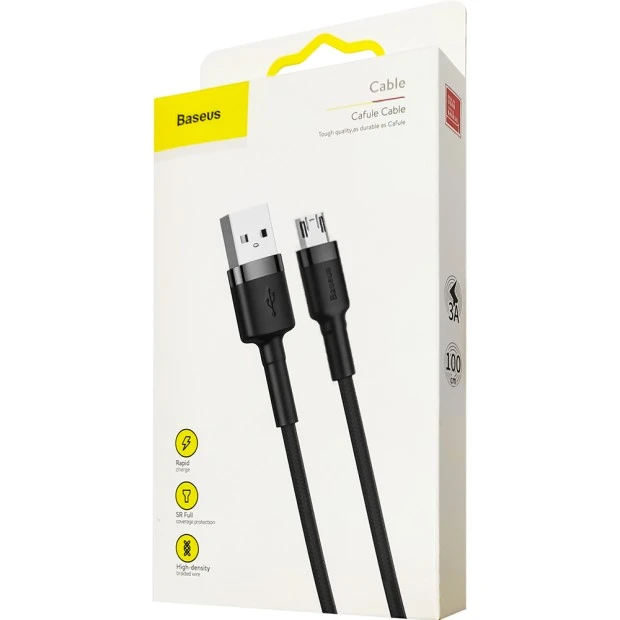 USB-кабель Baseus Cafule Special Edition 2.4A (1м) (MicroUSB) (Чорний / Сірий) CAMKLF-BG1