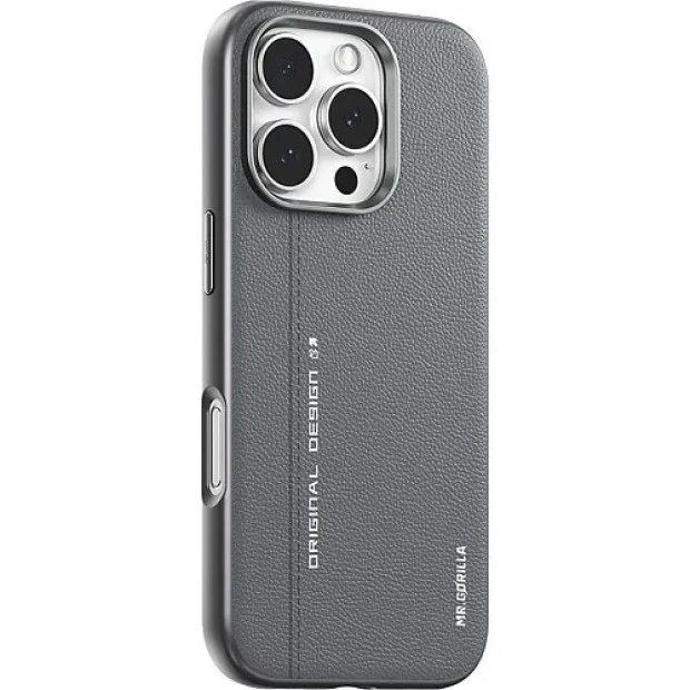 Чохол Blueo Premium Leather з MagSafe для Apple iPhone 16 (Сірий)