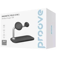 Бездротовий зарядний пристрій Proove Magnetic Field Pro 3-в-1 Qi2 (Чорний)