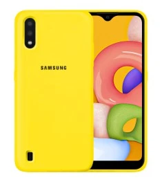 Силіконовий Original 360 чохол з логотипом для Samsung Galaxy A01 (2020) (Жовтий..