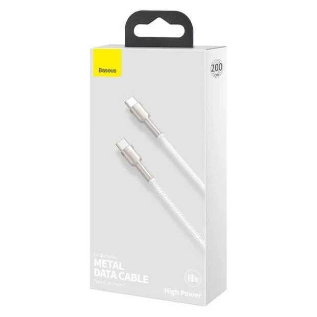 USB-кабель Baseus Cafule Metal Data 100W (2m) (Type-C to Type-C) (білий) CATJK-D02