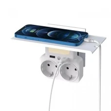 Мережевий перехідник XO WL09 (2AC / 2USB 2.4A) з нічником.