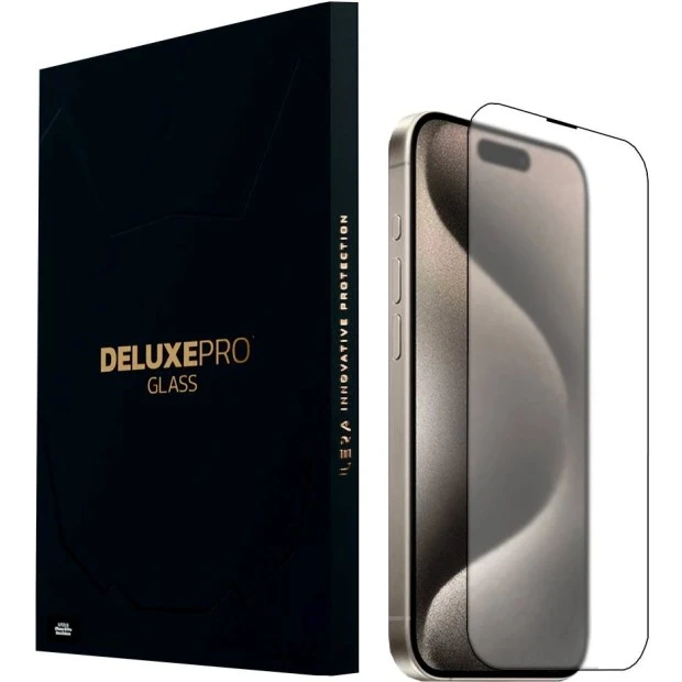 Захисне скло iLera Deluxe Frosted для Apple iPhone 15 Pro Max (Чорне) iLFrDL15PrMx