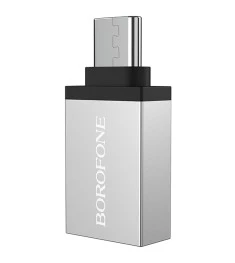 OTG-перехідник Borofone BV3 (USB - Type-C) (Сталевий) (Знижка) (1 Категорія)